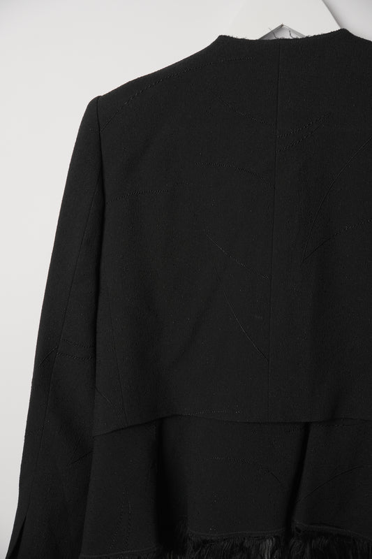 Chloe Black Waterfall Blazer with Fringe Trimming