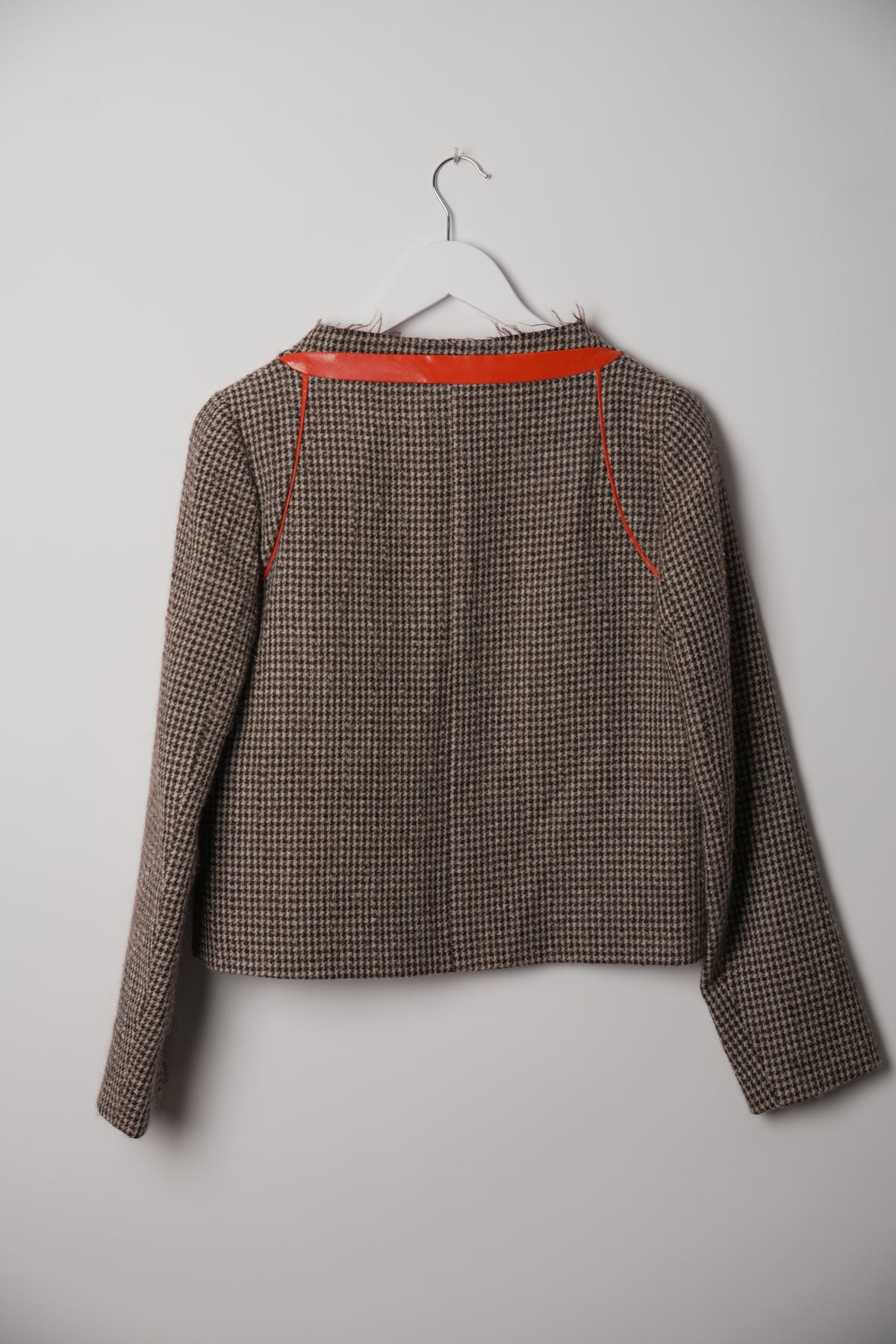 Chloe Houndstooth Wool Blazer w Orange Vinyl Trimming
