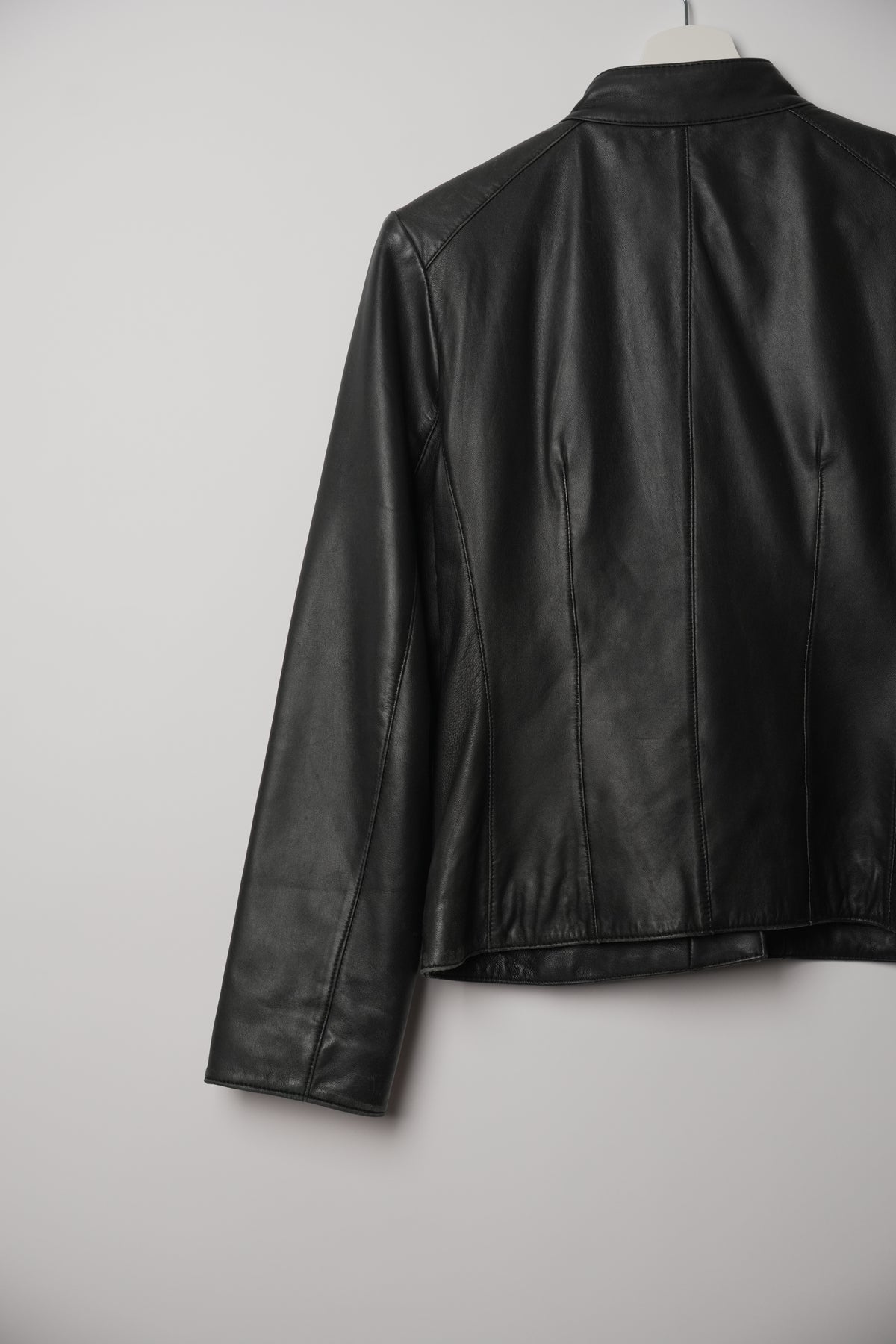 Otto Leather Mock Neck Jacket w Stud Detail