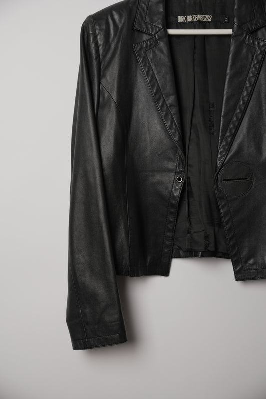 Dirk Bikkembergs Leather Collarless Blazer