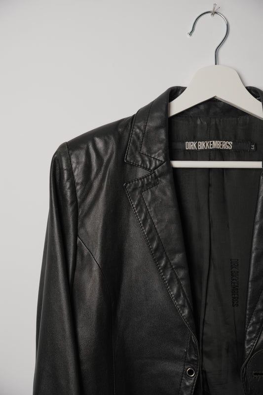 Dirk Bikkembergs Leather Collarless Blazer