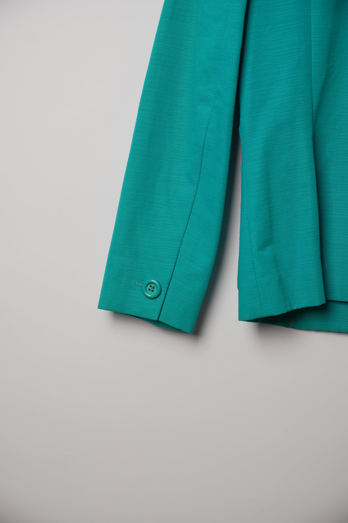 Yves Saint Laurent Teal Blue Collarless Button Down Blazer