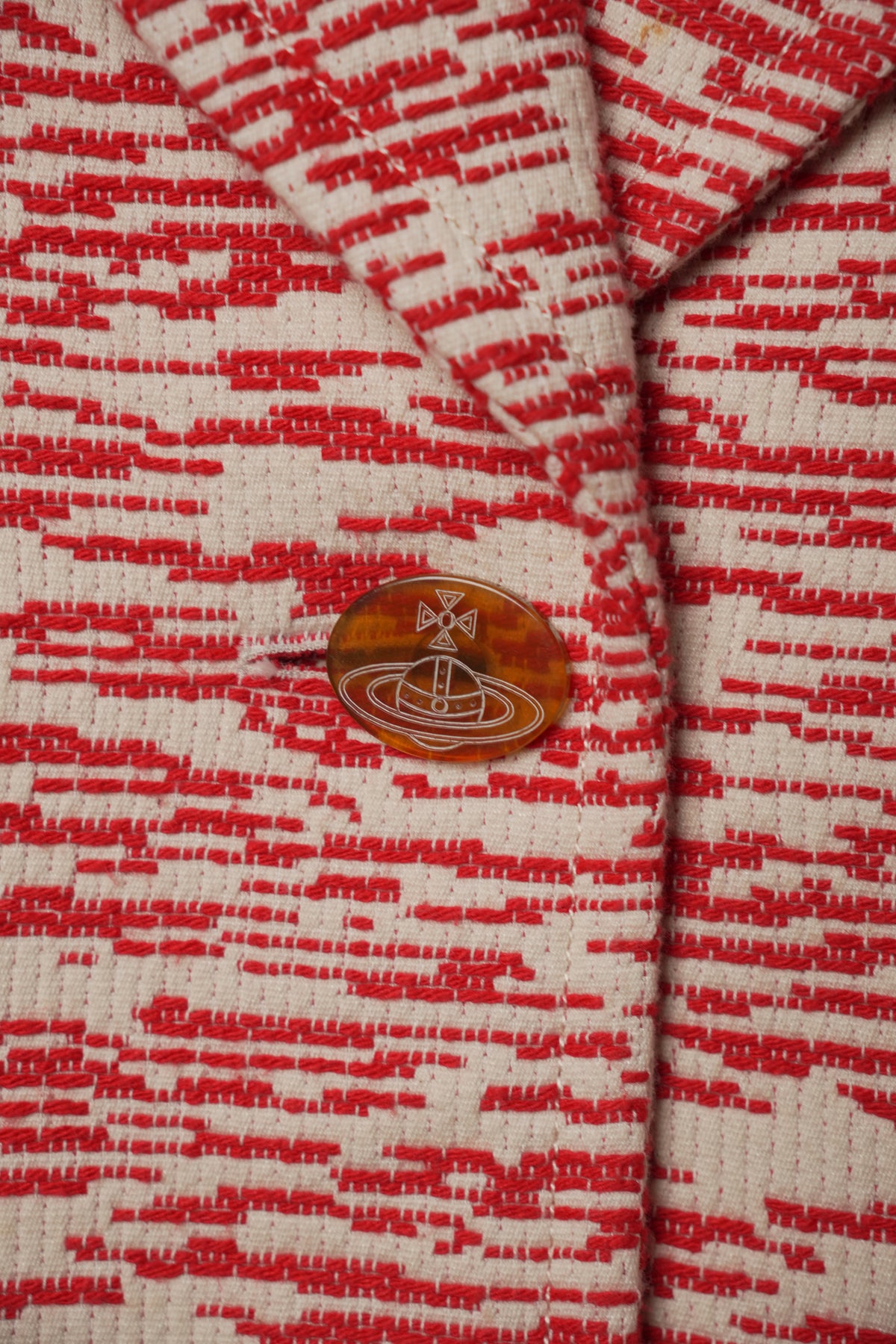 Vivienne Westwood Red White Large Lapel Button Down Jacket