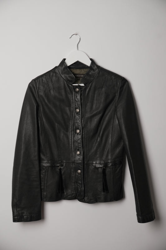 Vintage Tomboy New York Lamb Leather Military Band Collar Jacket