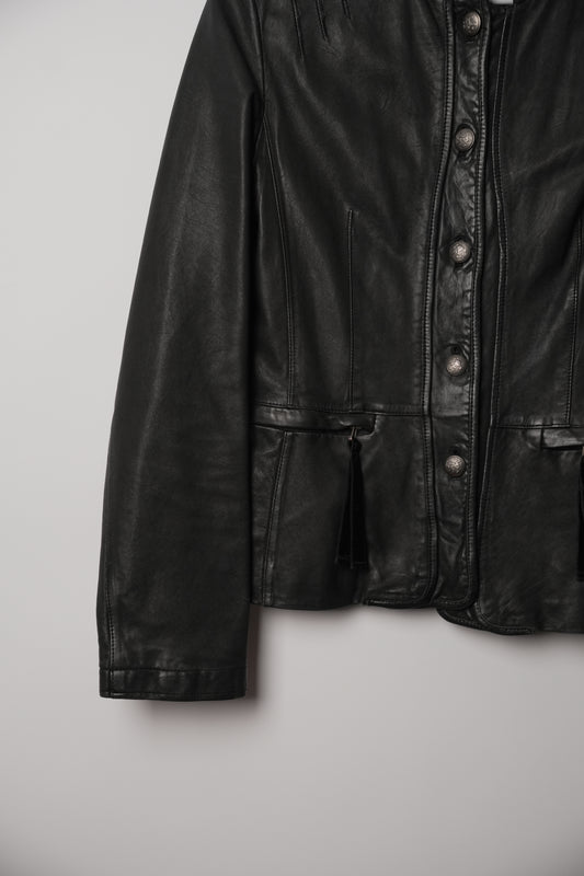 Vintage Tomboy New York Lamb Leather Military Band Collar Jacket