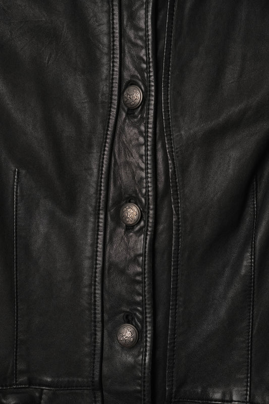 Vintage Tomboy New York Lamb Leather Military Band Collar Jacket