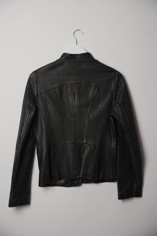 Vintage Tomboy New York Lamb Leather Military Band Collar Jacket