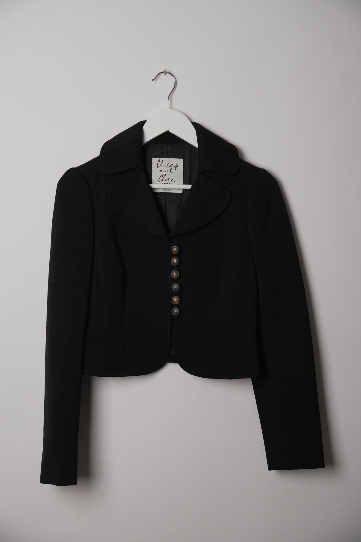 Moschino Black Wool Cropped Button Down Blazer