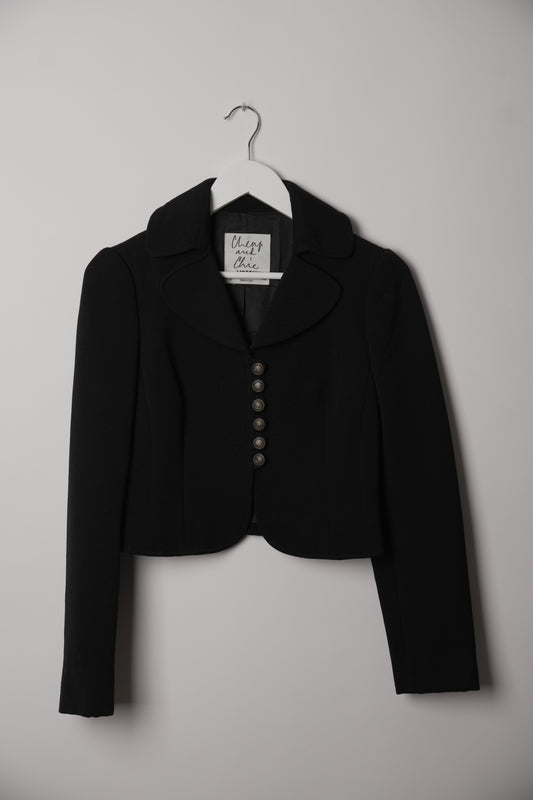 Moschino Cheap and Chic Black Wool Cropped Button Down Blazer