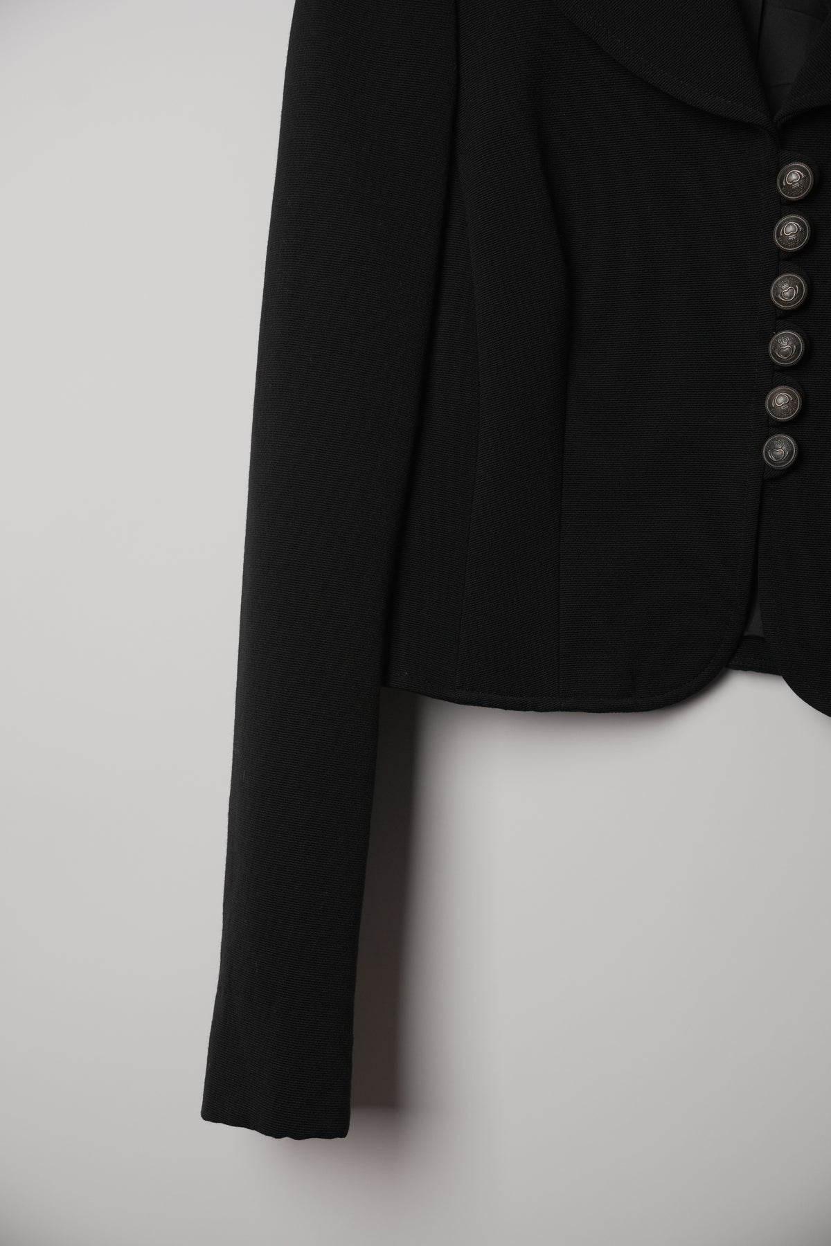 Moschino Black Wool Cropped Button Down Blazer