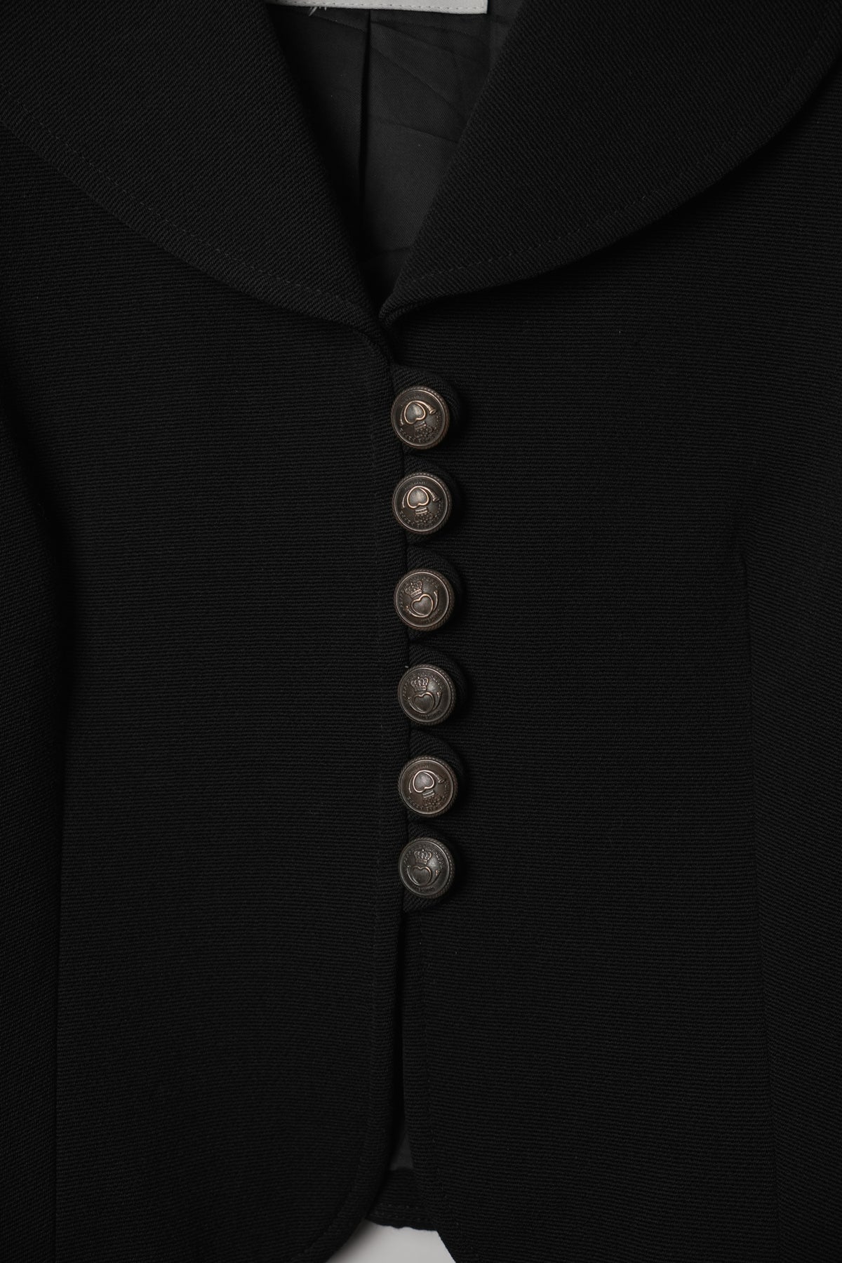 Moschino Black Wool Cropped Button Down Blazer