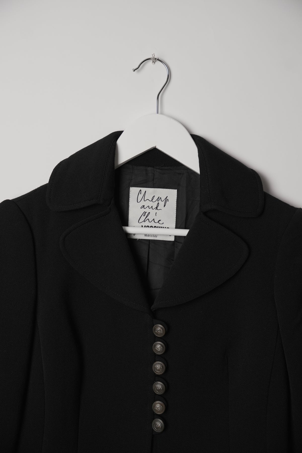 Moschino Black Wool Cropped Button Down Blazer