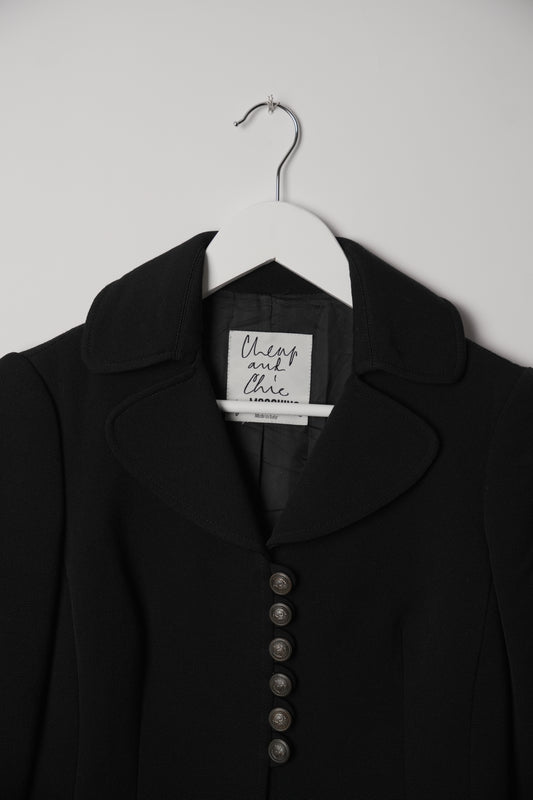 Moschino Cheap and Chic Black Wool Cropped Button Down Blazer