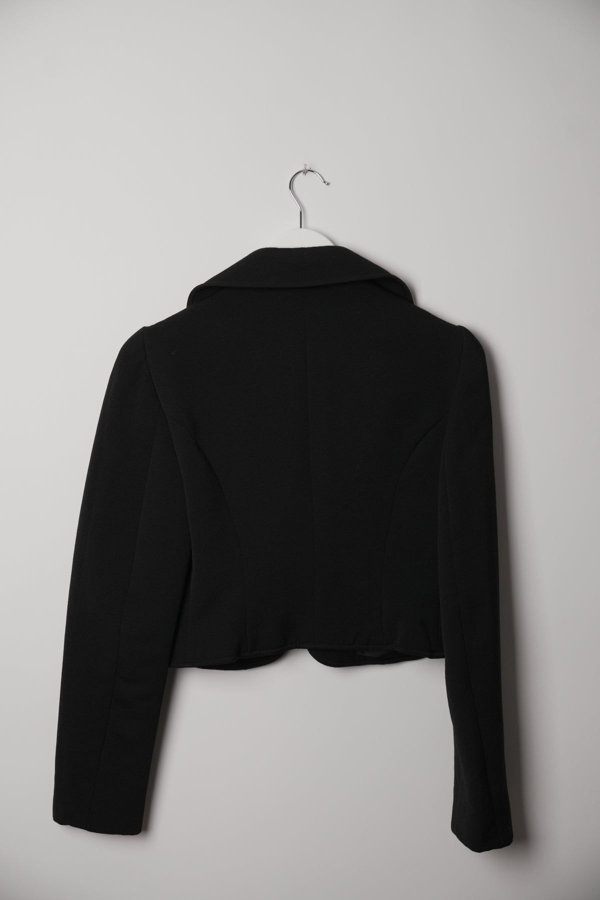 Moschino Black Wool Cropped Button Down Blazer