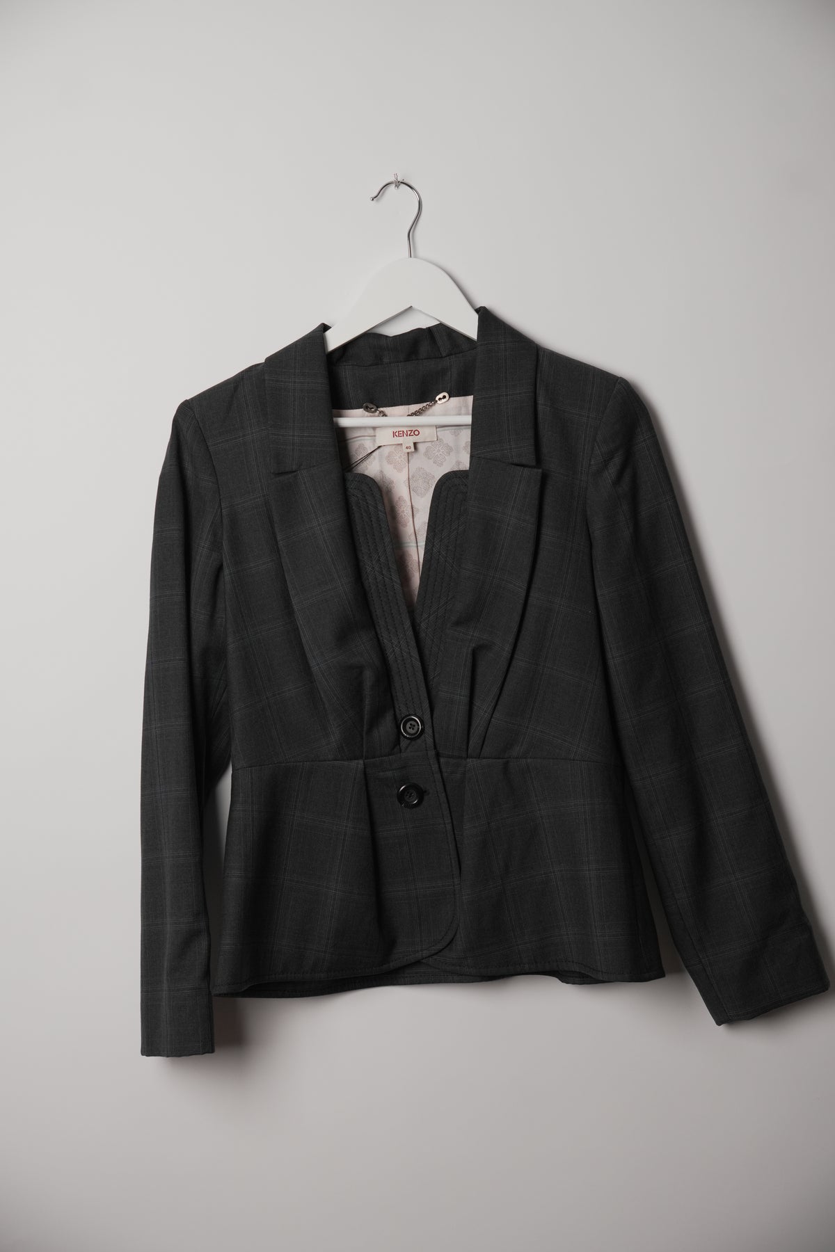 Kenzo Corset Peplum Checkered Blazer