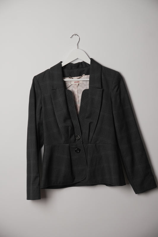 Kenzo Corset Peplum Checkered Blazer