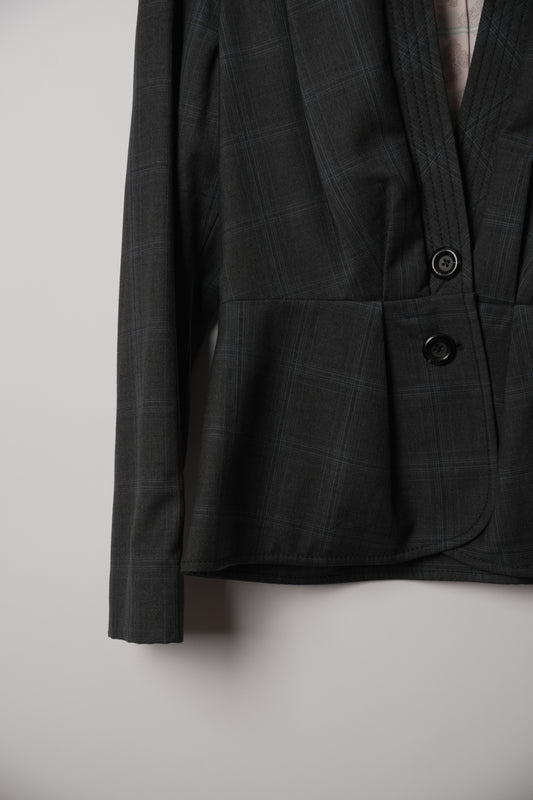 Kenzo Corset Peplum Checkered Blazer