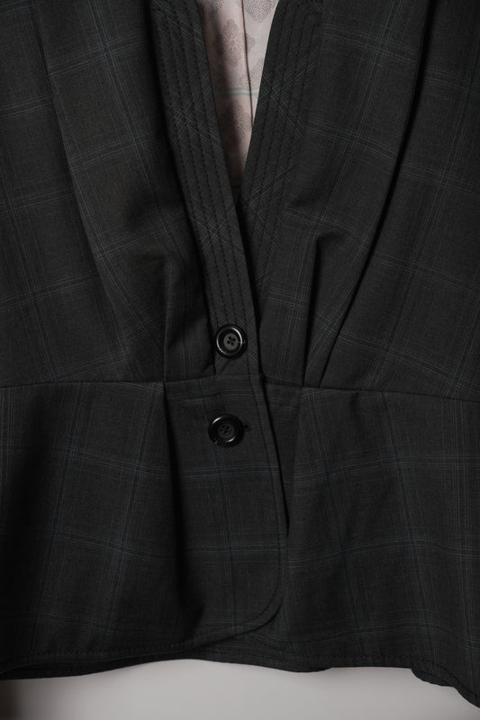 Kenzo Corset Peplum Checkered Blazer