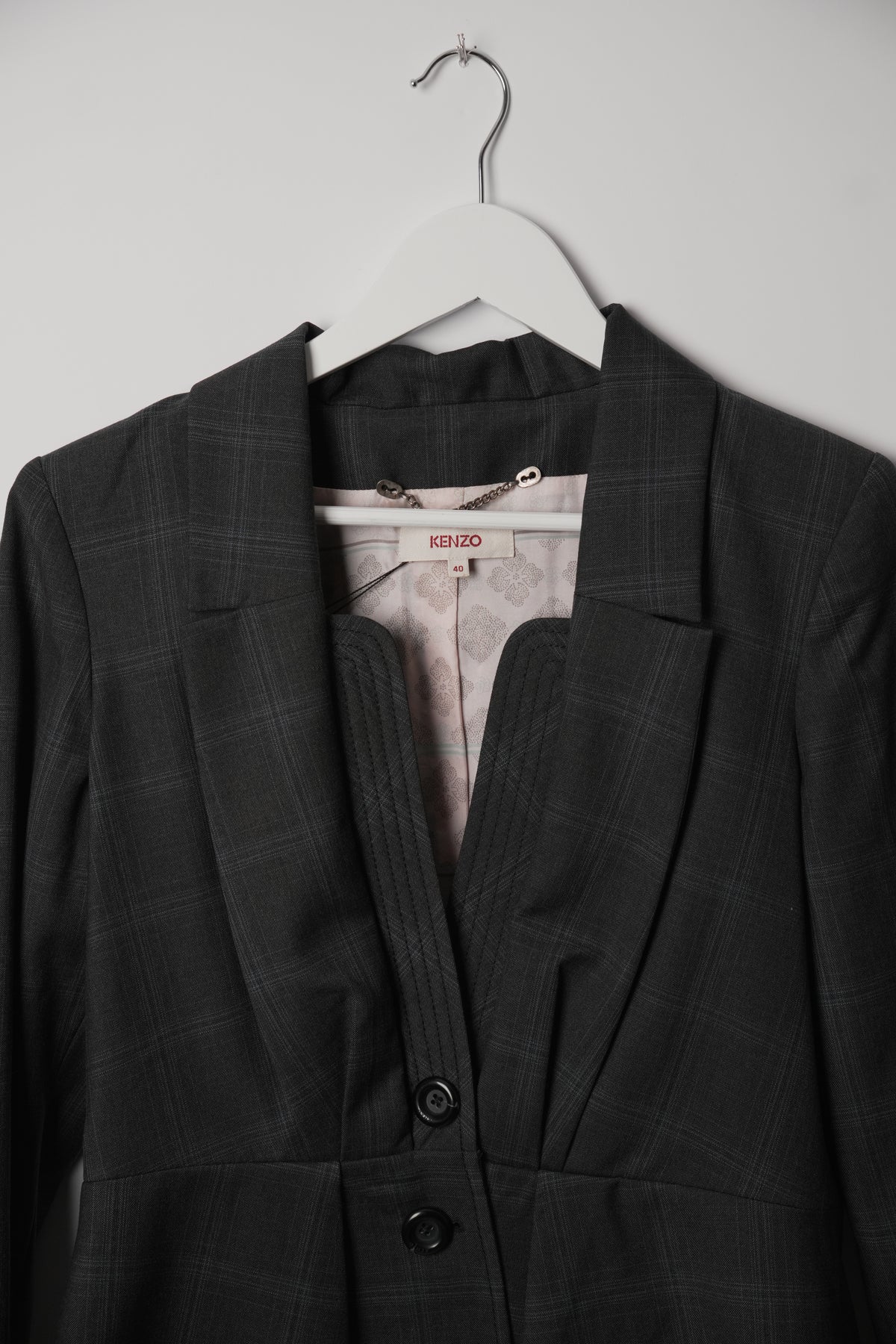 Kenzo Corset Peplum Checkered Blazer