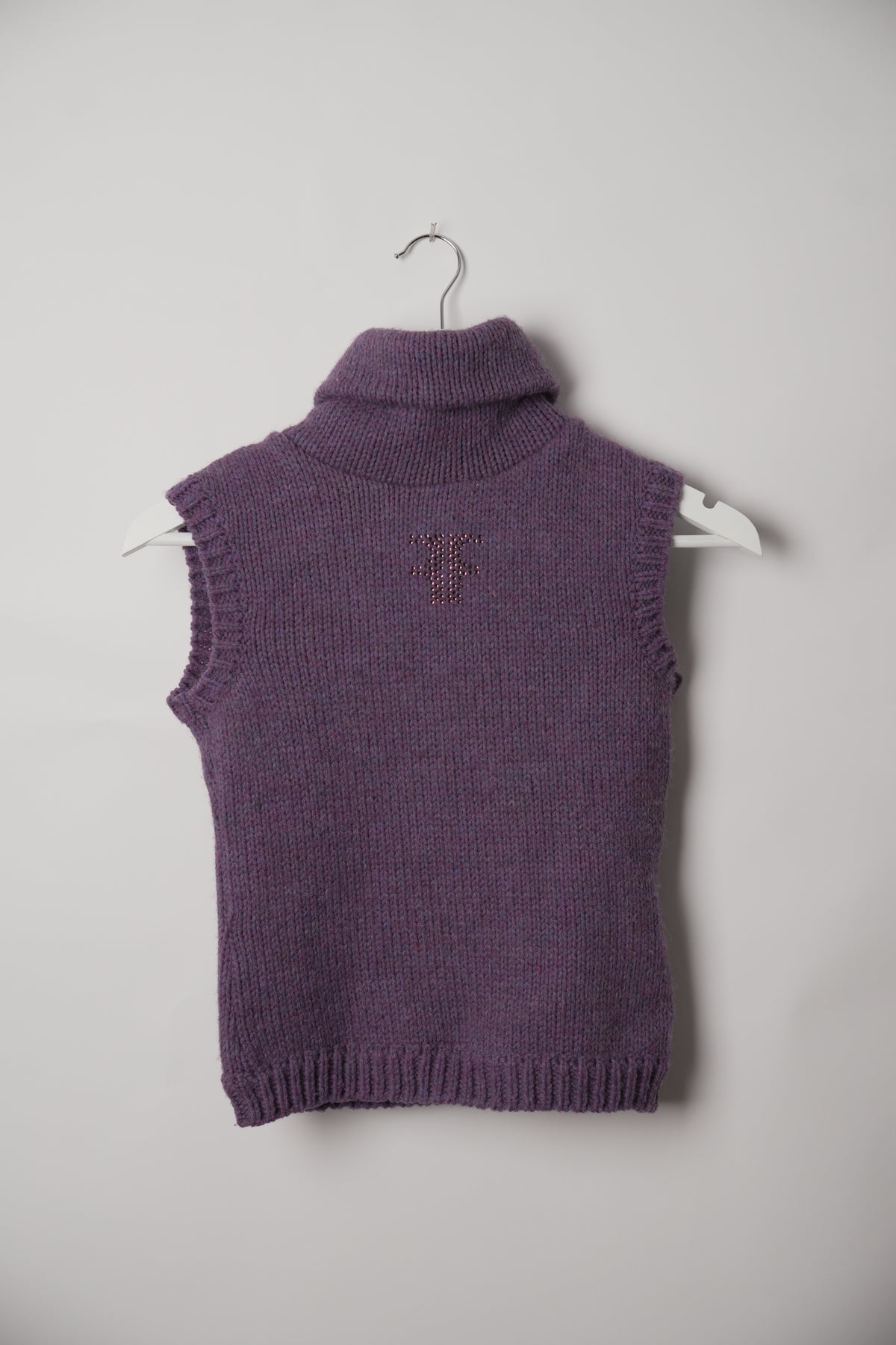 Fendi Purple Sleeveless Turtleneck Knit Top
