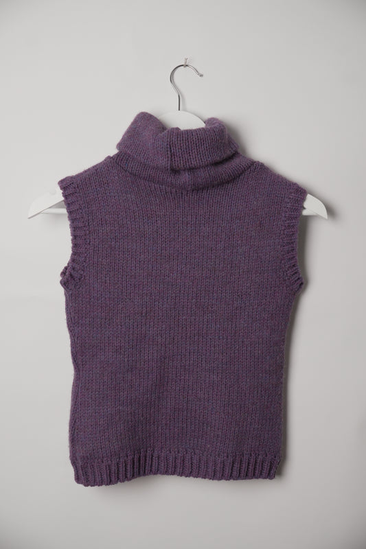 Fendi Purple Sleeveless Turtleneck Knit Top