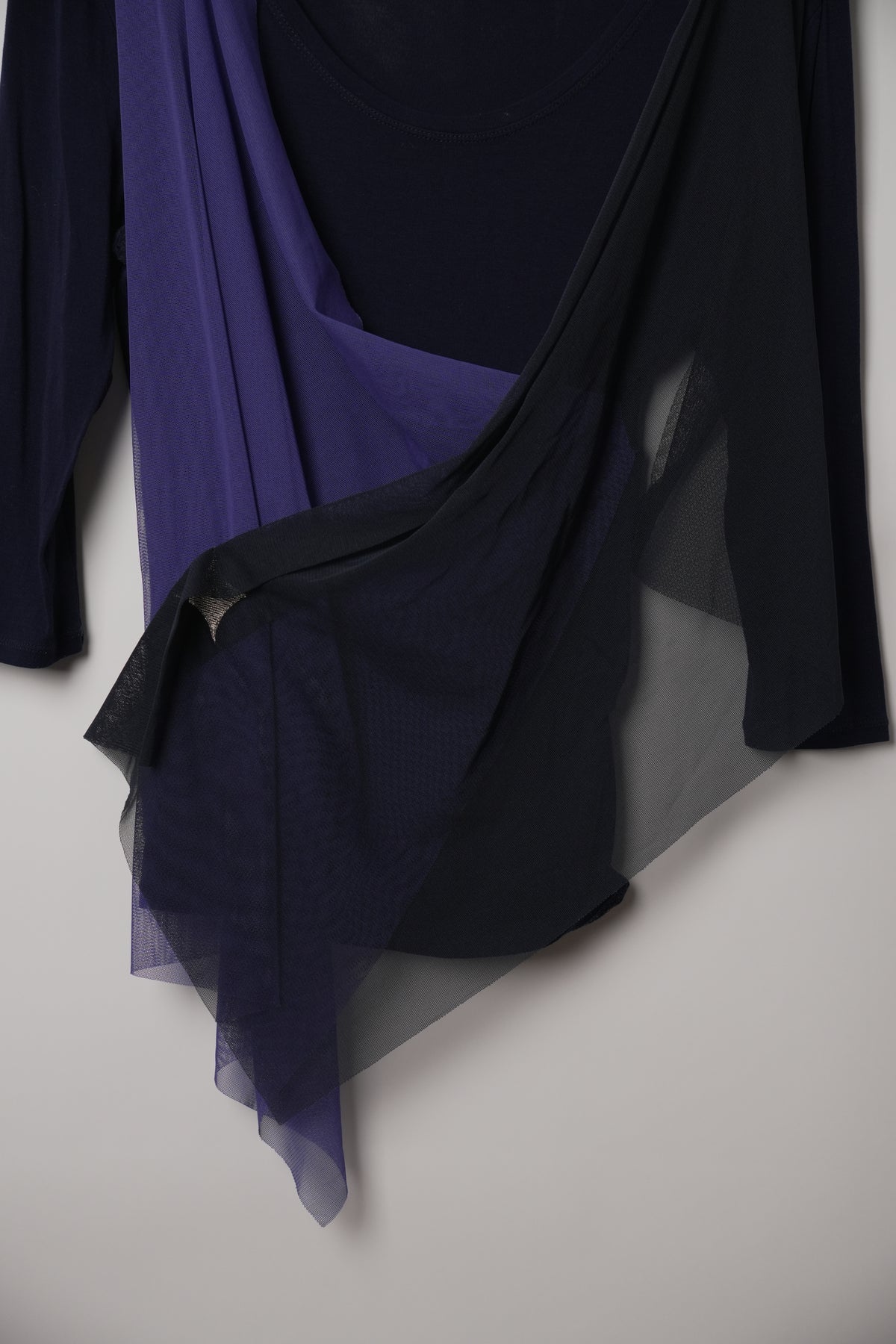 Issey Miyake 3/4 Sleeve Top with Tulle Overlay