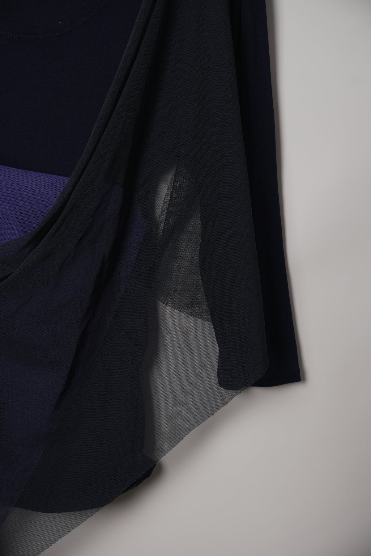Issey Miyake 3/4 Sleeve Top with Tulle Overlay