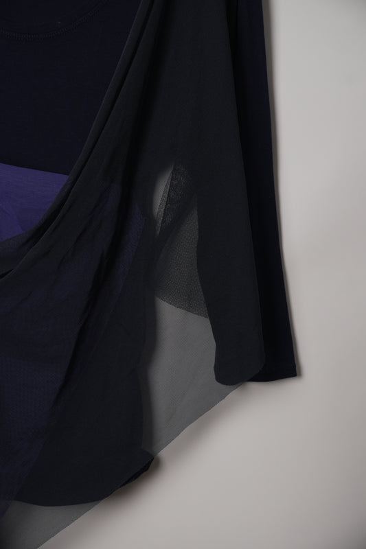 Issey Miyake 3/4 Sleeve Top with Tulle Overlay
