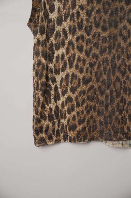 Moschino Cheap and Chic Leopard Print Sleeveless Knit Tank