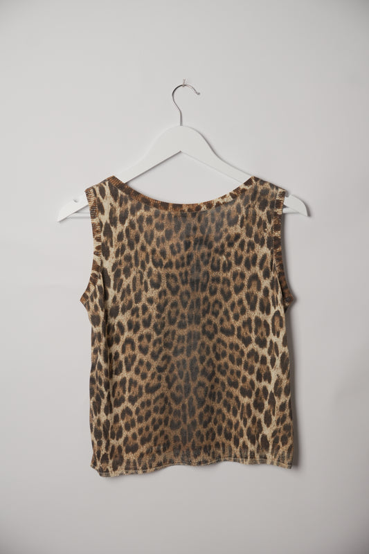 Moschino Cheap and Chic Leopard Print Sleeveless Knit Tank