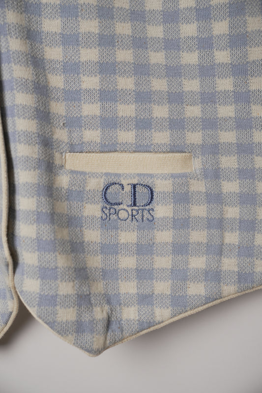 Christian Dior Sports CD Logo Blue White Check Knit Vest