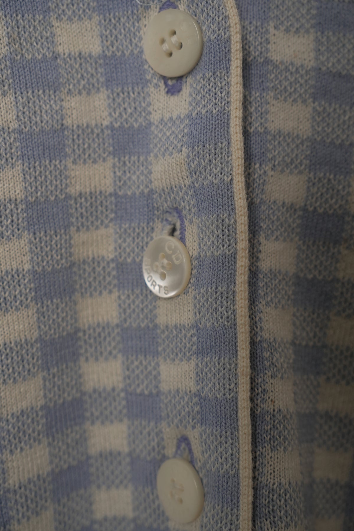Christian Dior Sports CD Logo Blue White Check Knit Vest