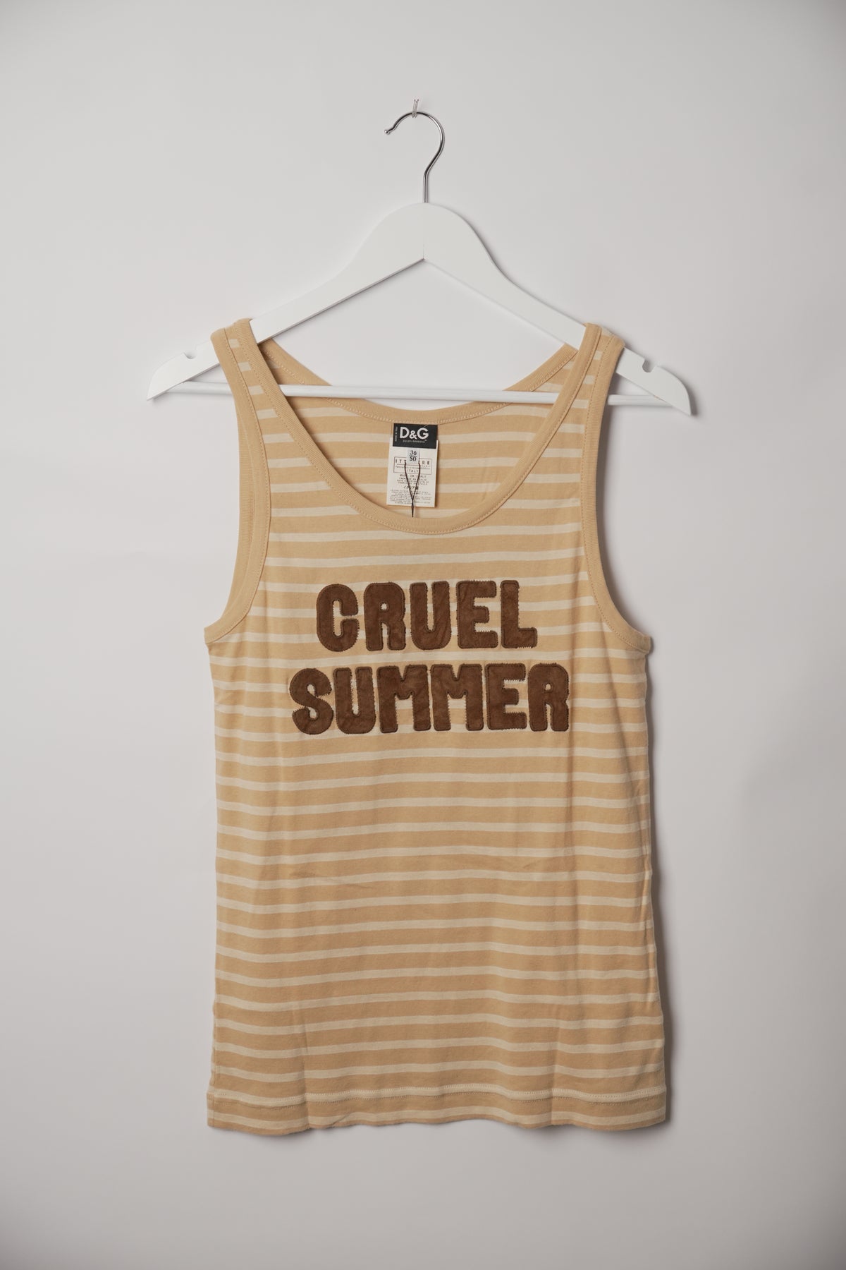 D&G Sand Stripe Cruel Summer Slogan Tank