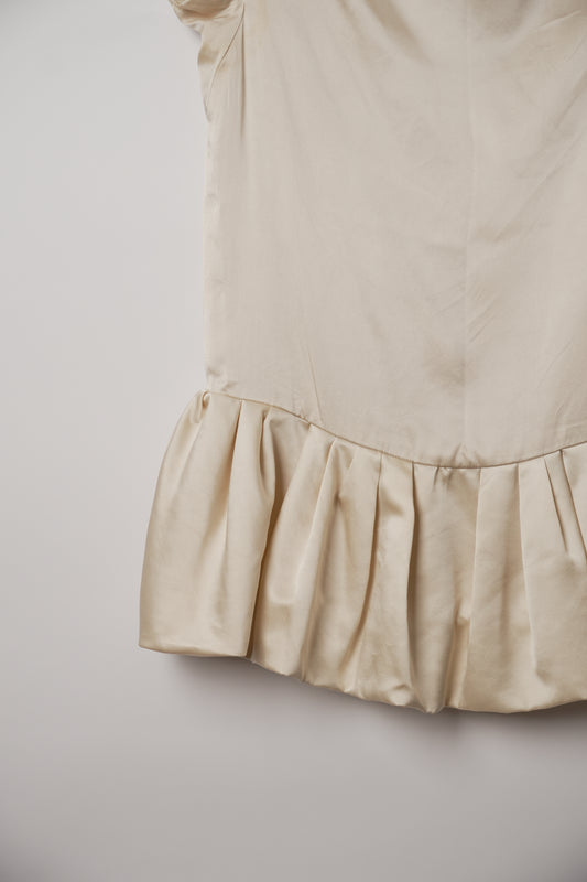 Red Valentino Ivory Silk Cap Sleeve Bubble Peplum Top
