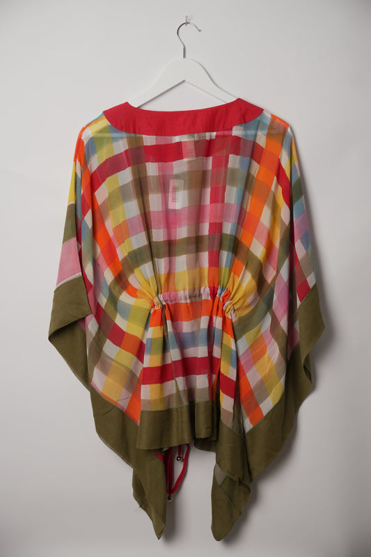 Moschino Cheap and Chic Multicolour Silk Stripe Drawstring Kaftan