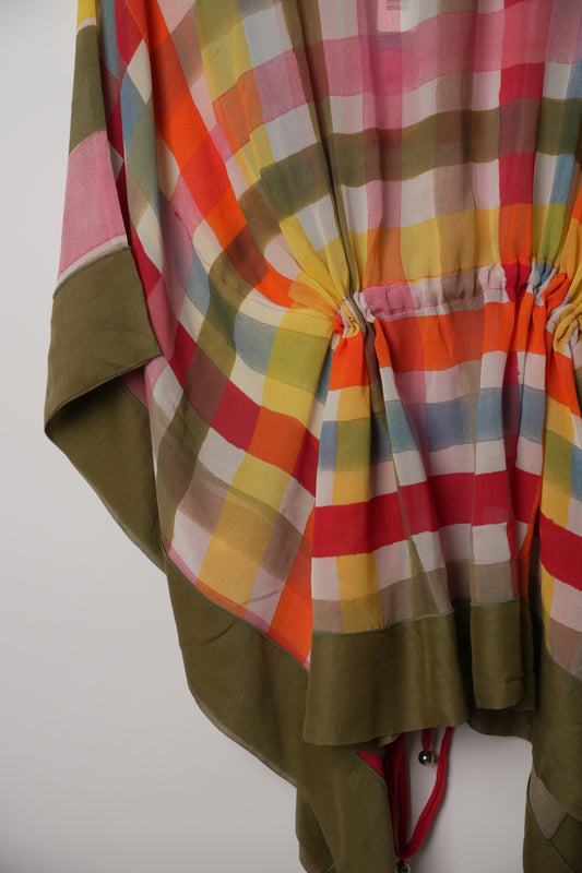 Moschino Cheap and Chic Multicolour Silk Stripe Drawstring Kaftan