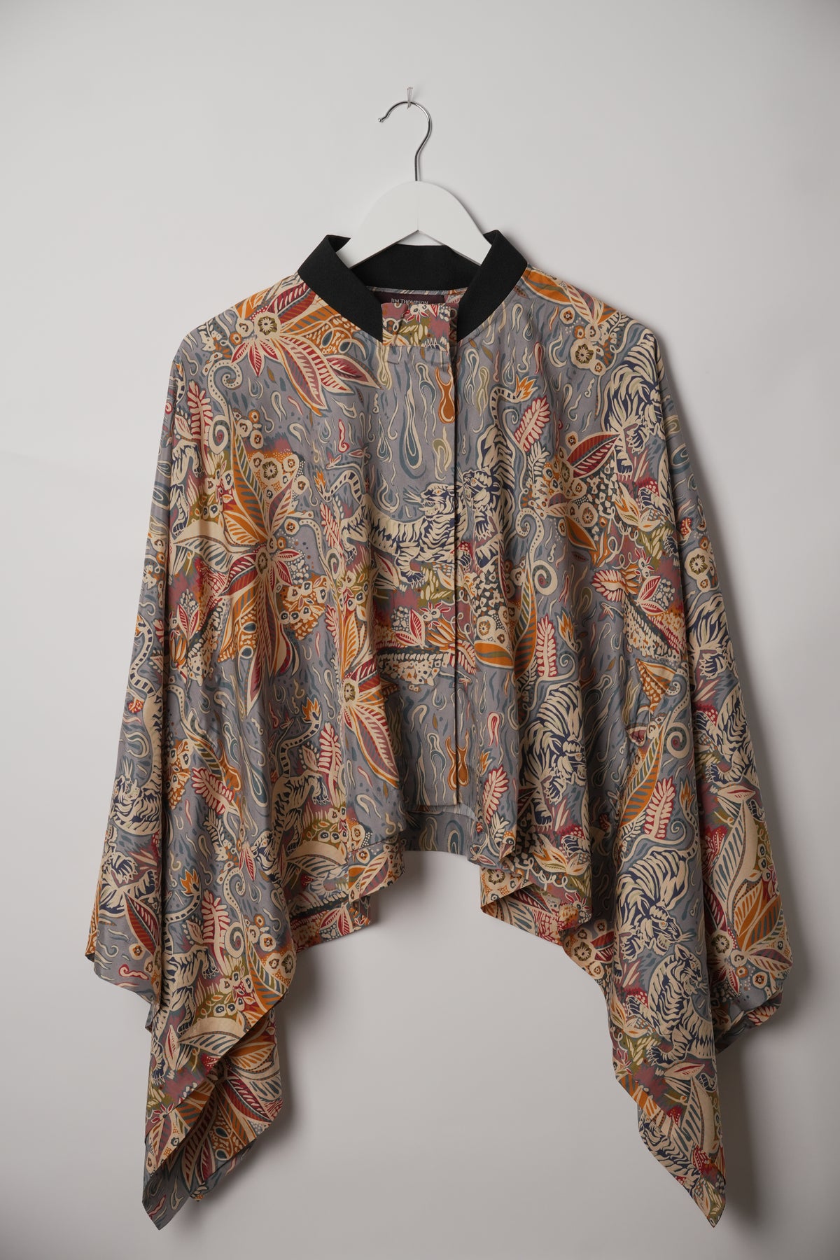 Jim Thompson Thai Silk Poncho with Mandarin Collar