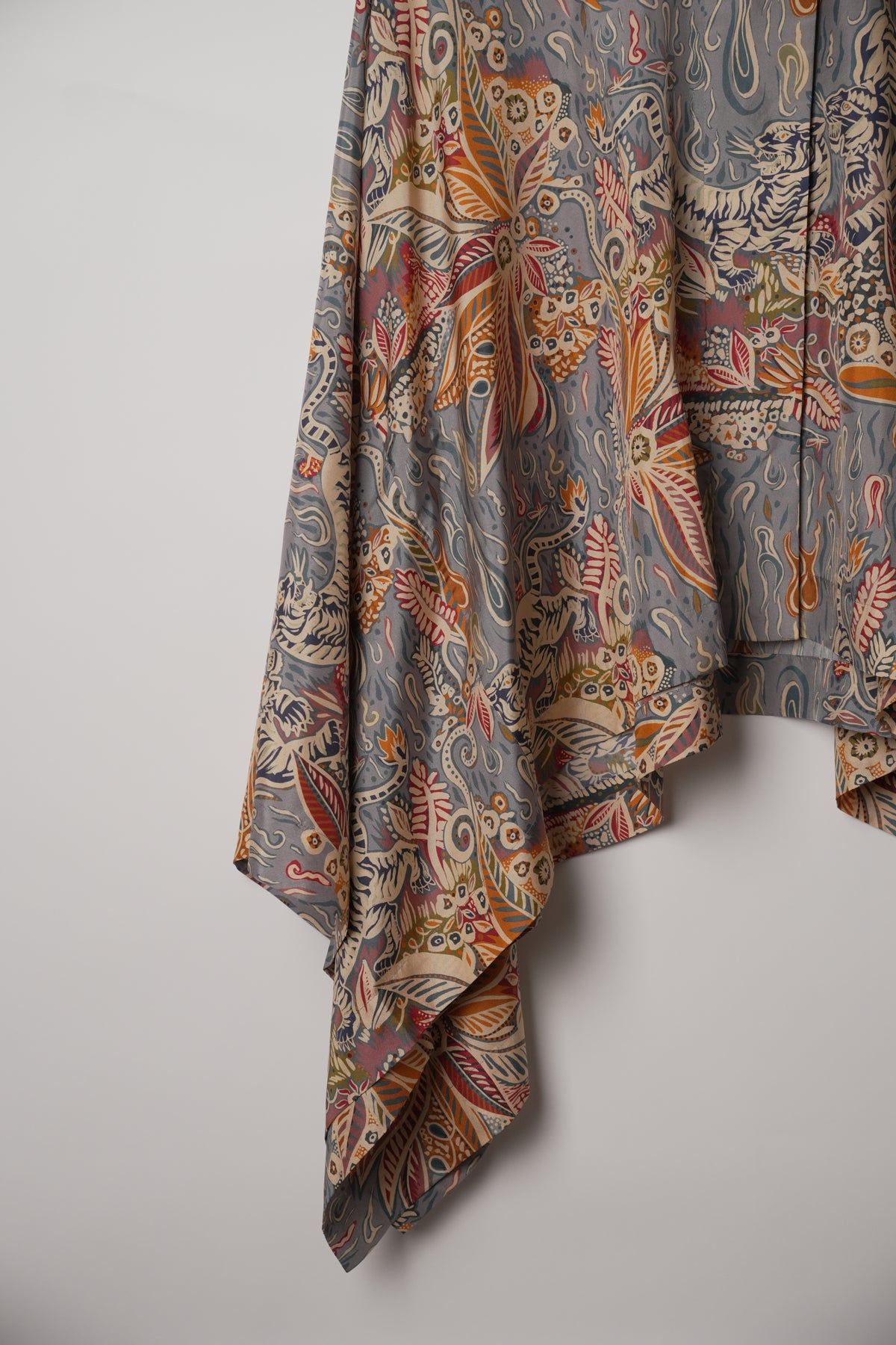 Jim Thompson Thai Silk Poncho with Mandarin Collar