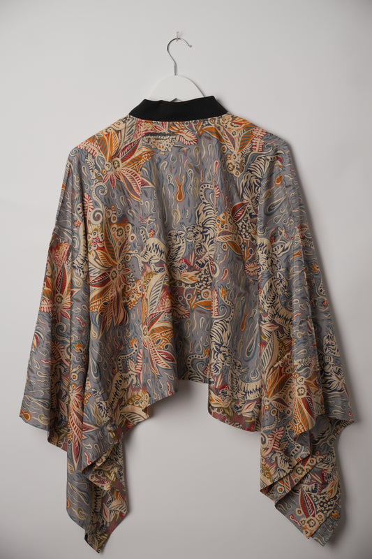 Jim Thompson Thai Silk Poncho with Mandarin Collar