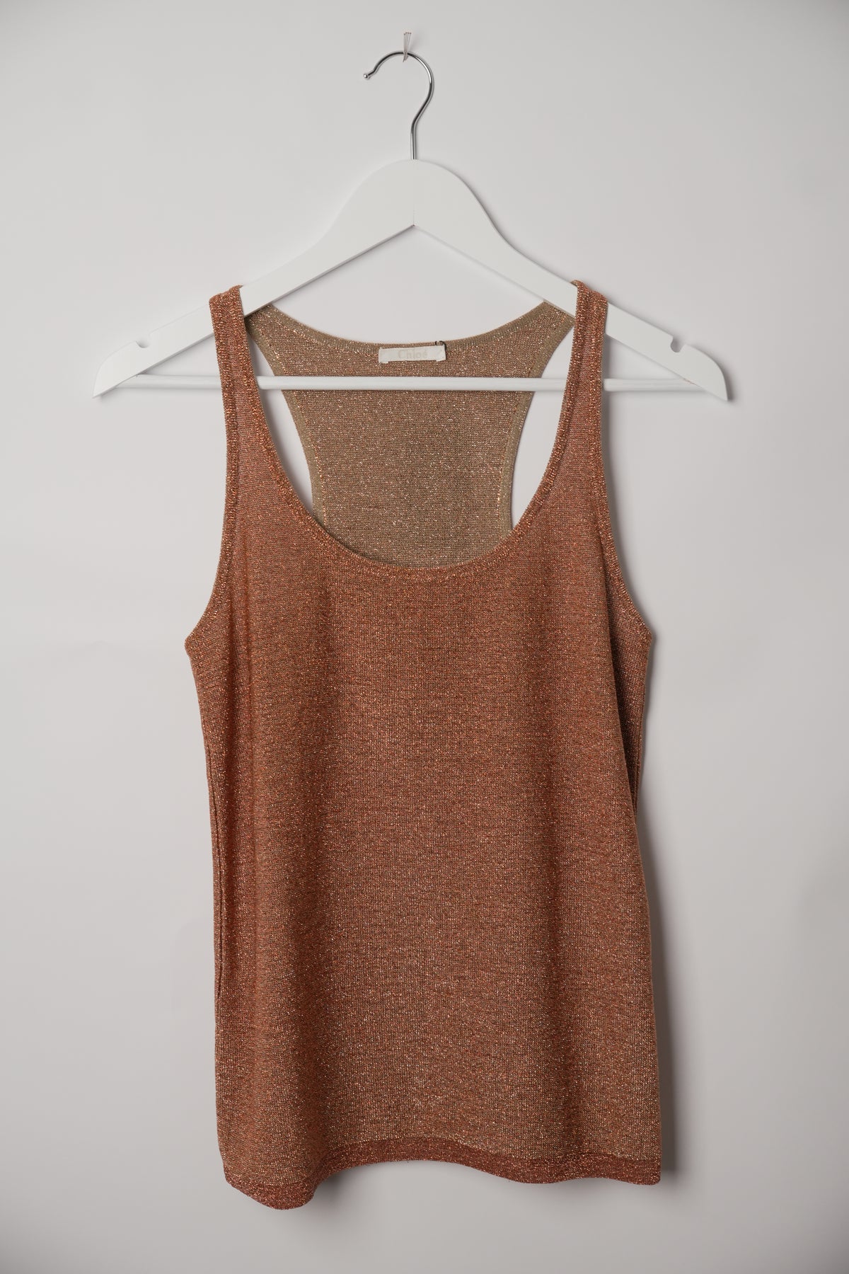 Chloé Copper Metallic Knit Racerback Singlet