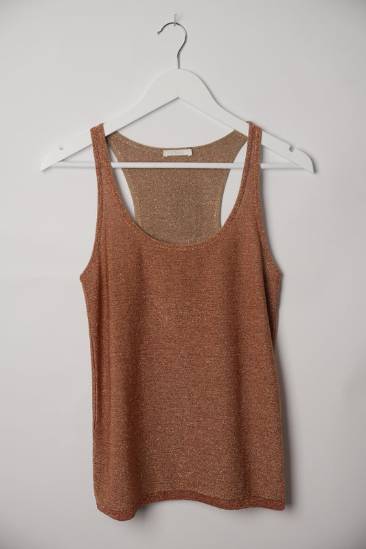 Chloé Copper Metallic Knit Racerback Singlet