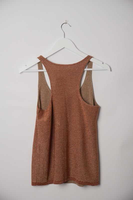 Chloé Copper Metallic Knit Racerback Singlet