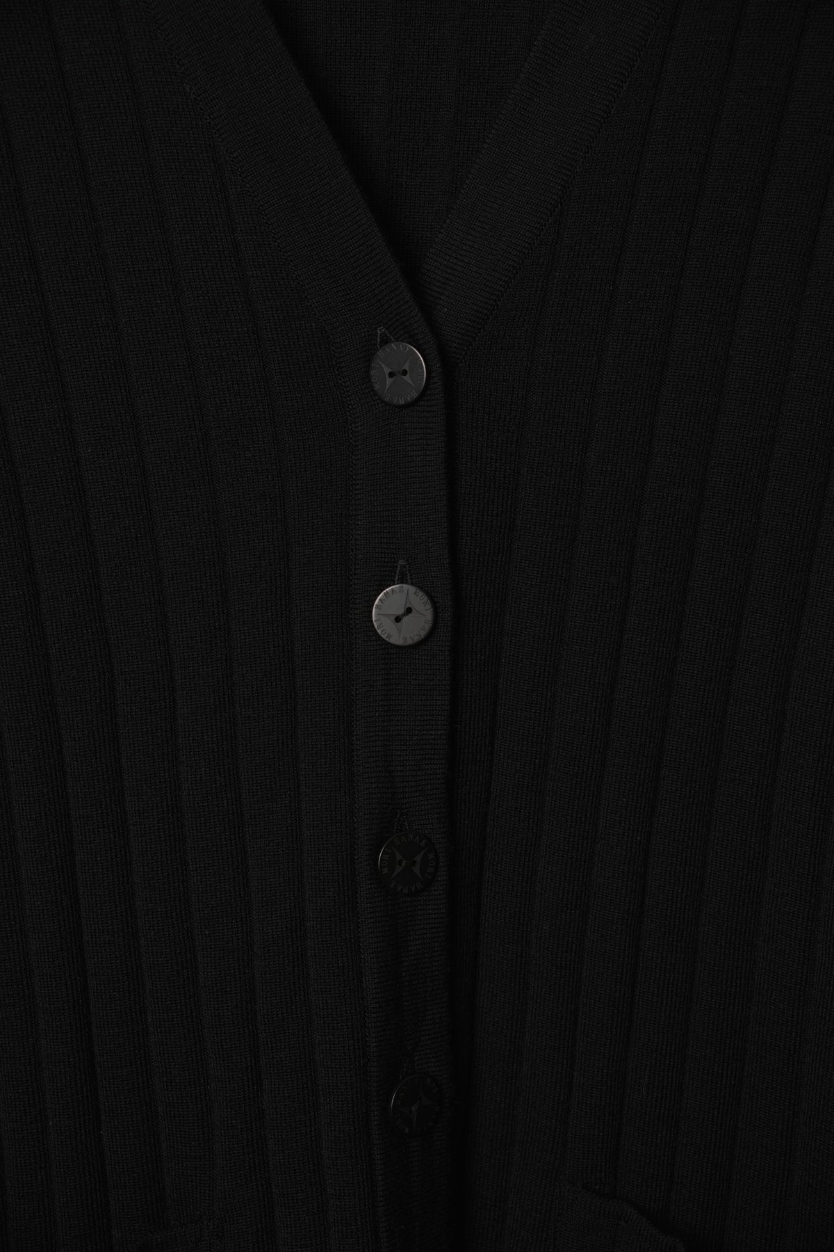 Hanae Mori Black V Neck Button Down Cardigan