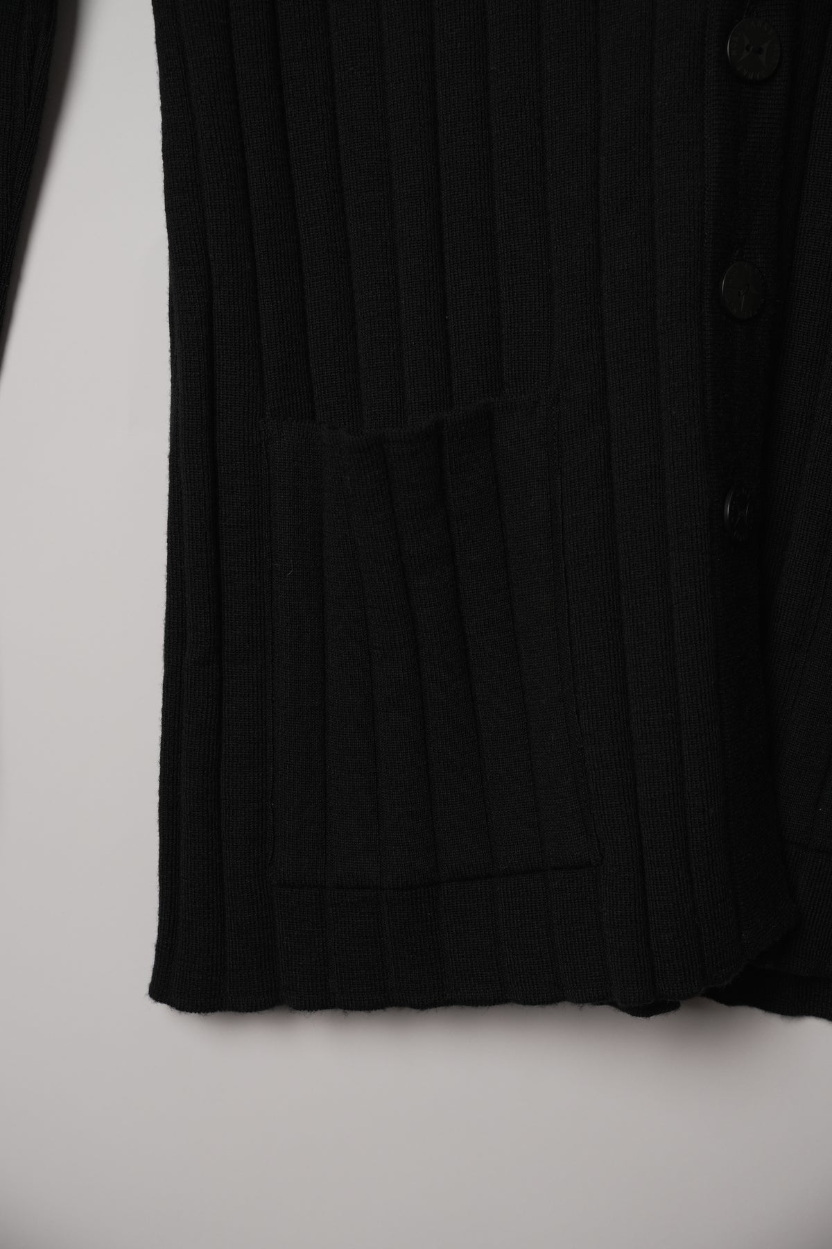 Hanae Mori Black V Neck Button Down Cardigan