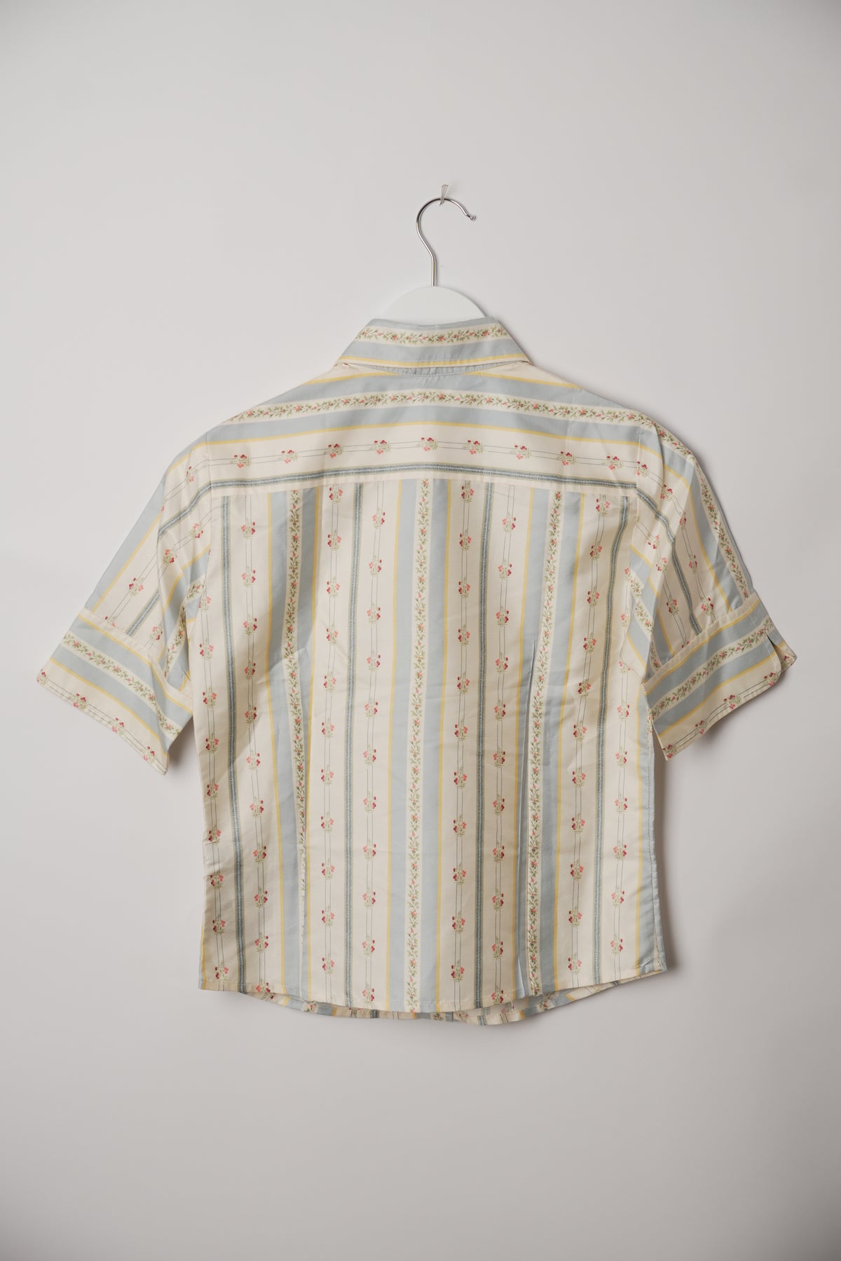 Jim Thompson Silk Floral Stripe Short Sleeve Blouse