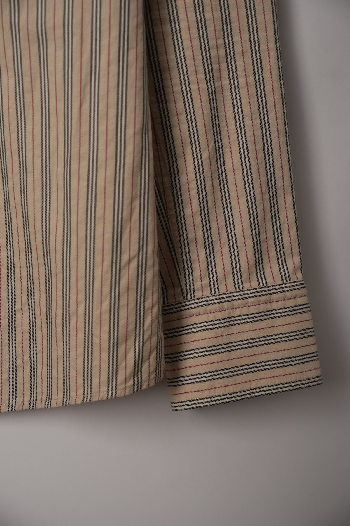 Burberry London Nova Stripe Ruffle Long Sleeve Button Down Blouse