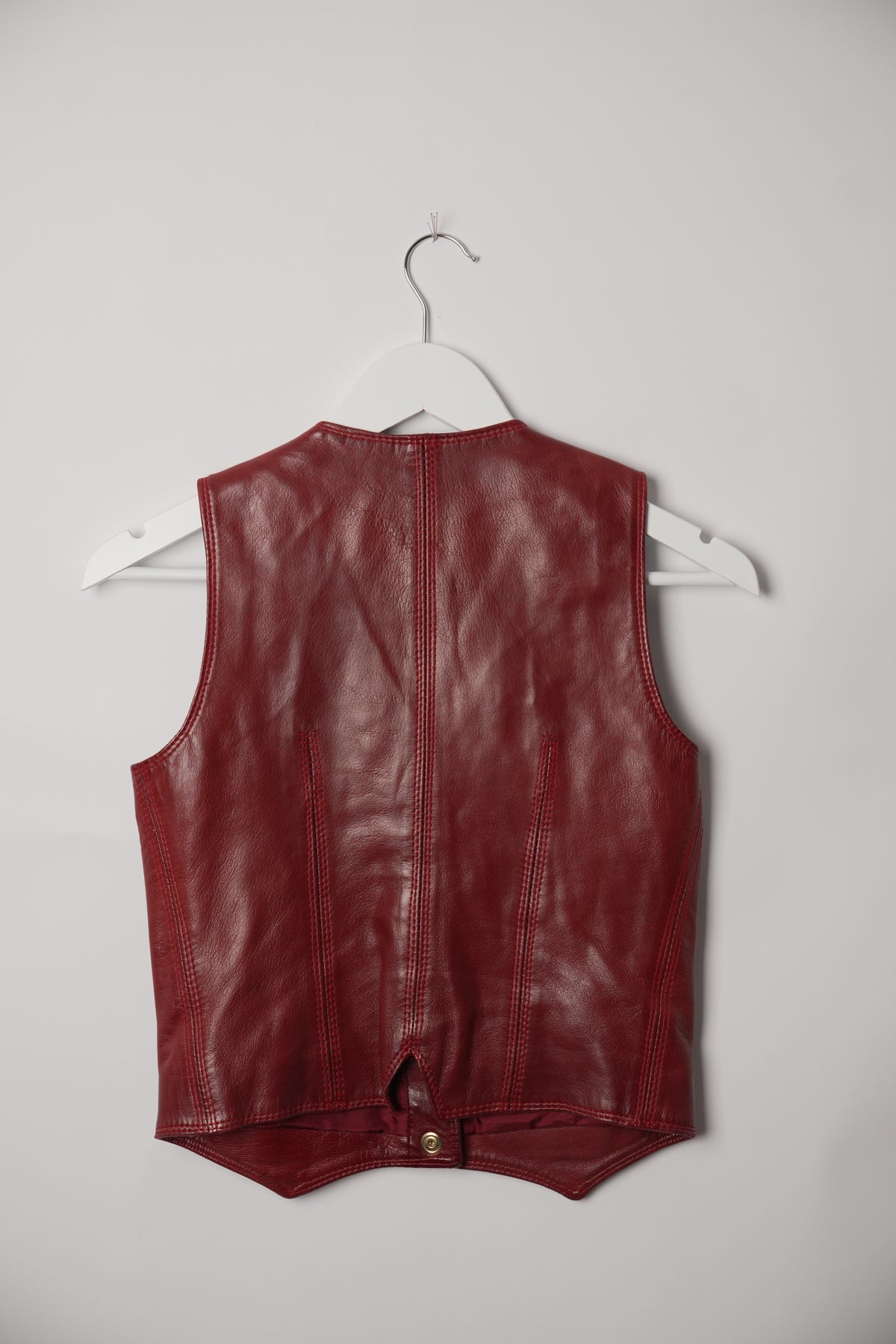 Celine Burgundy Leather Vest with Gold Buttons