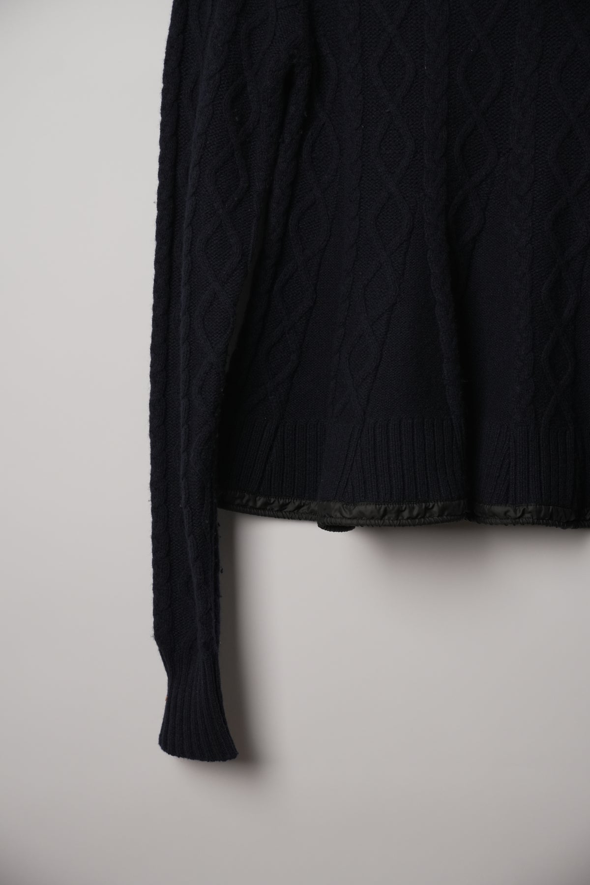 Sacai Navy Cable Knit Peplum Sweater