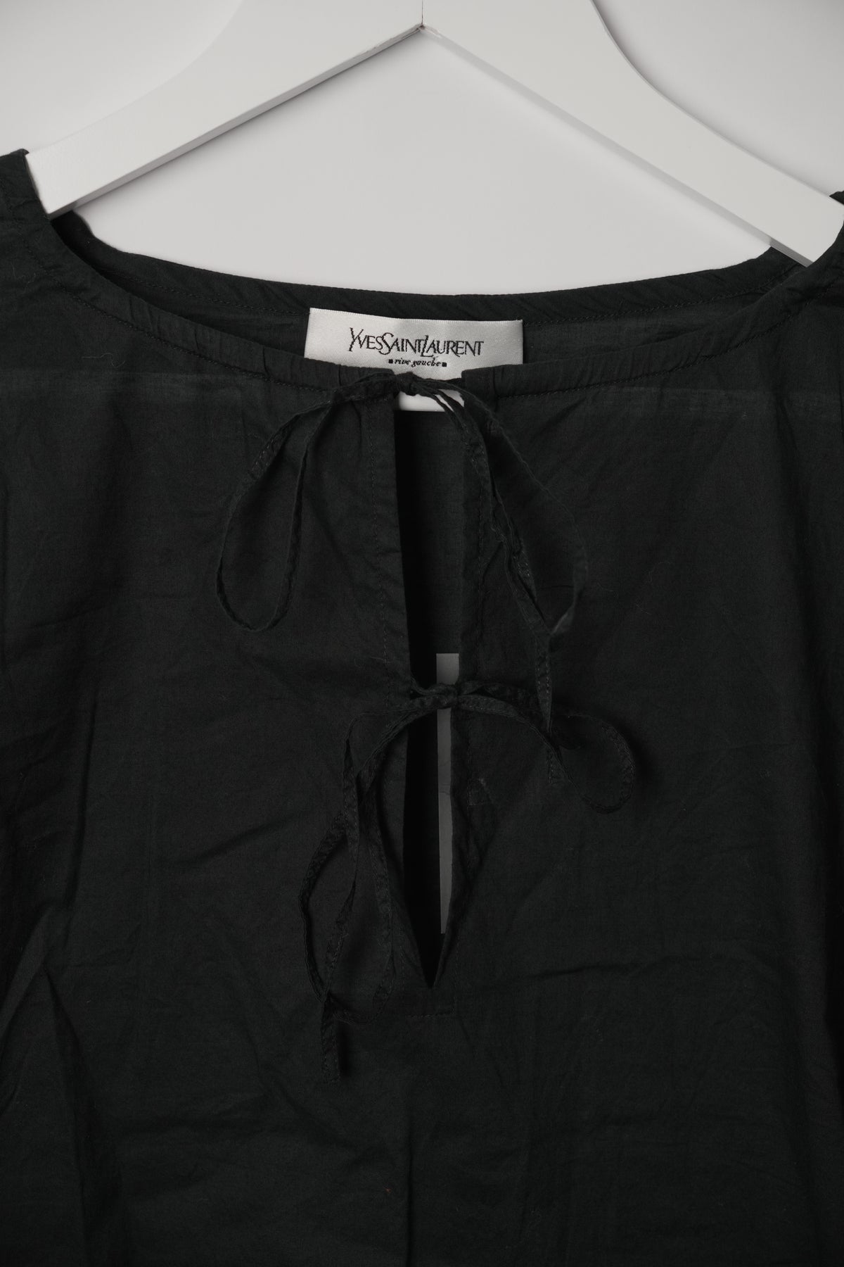 Yves Saint Laurent Rive Gauche Keyhole Tie Balloon Sleeve Blouse