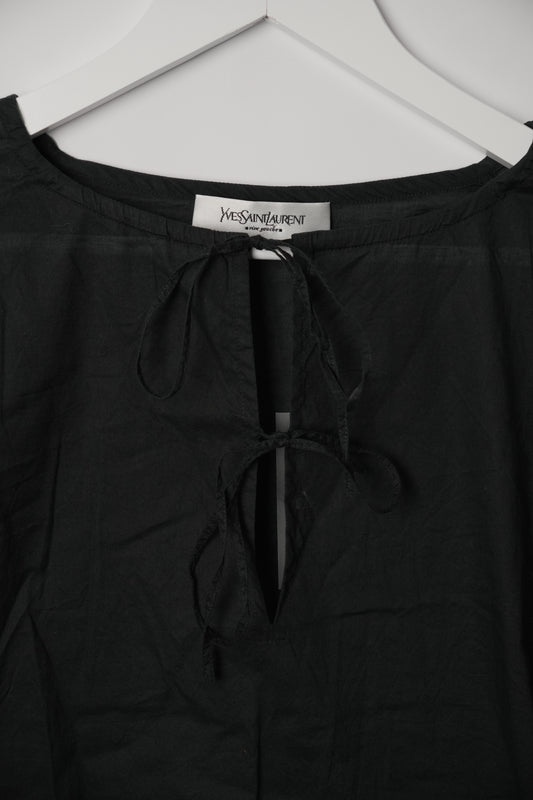 Yves Saint Laurent Rive Gauche Keyhole Tie Balloon Sleeve Blouse